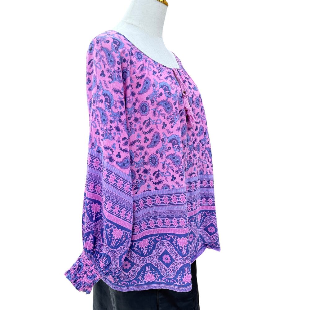 Spell & The Gypsy Journey Blouse Womens S Purple Peasant Top Boho Romantic - Picture 2 of 11